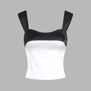 Two Tone Satin Tied Zippered Top size Small